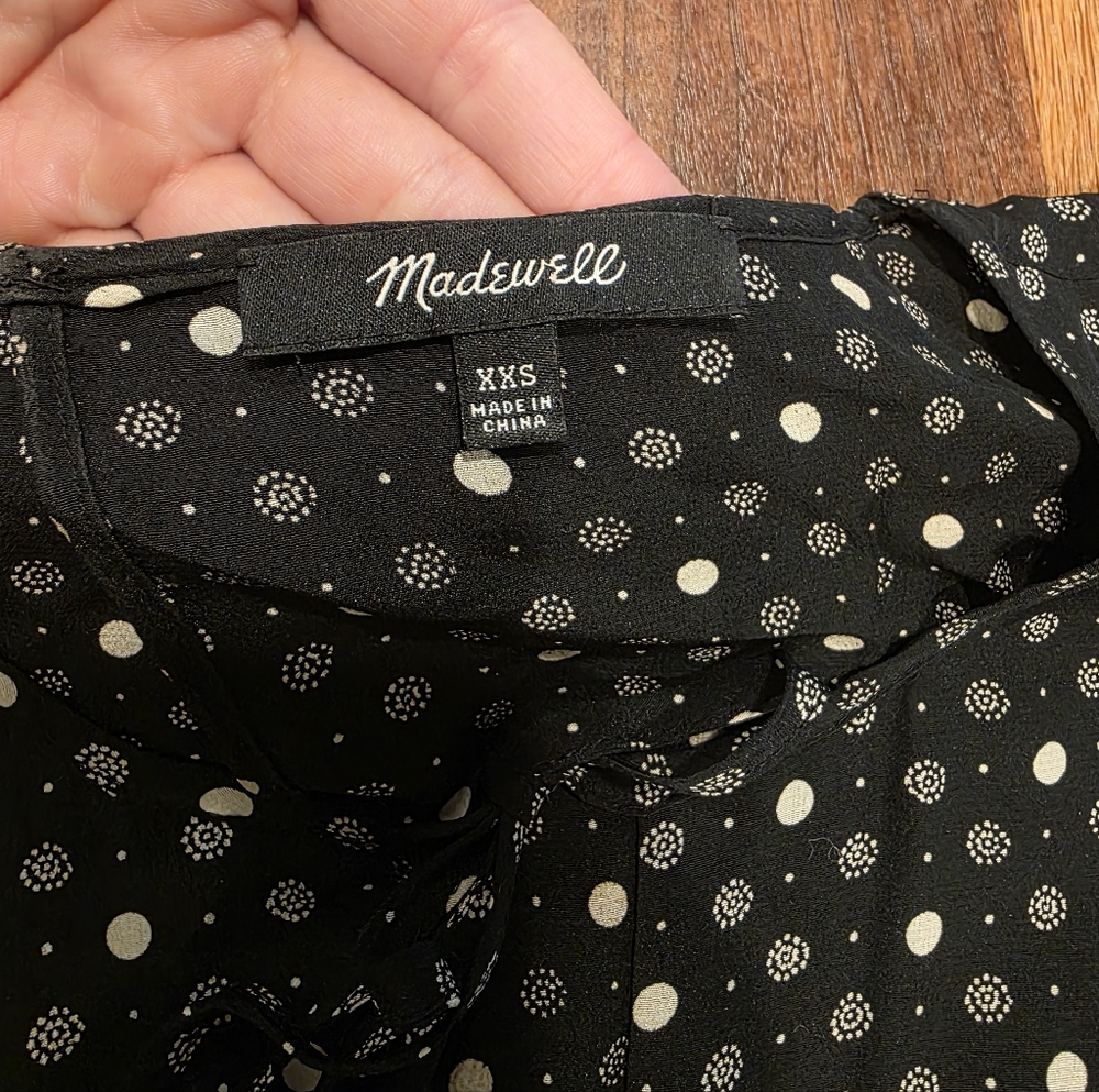Madewell Silk Petal Play Romper Black Polka Dot Size XXS - Picture 4 of 9